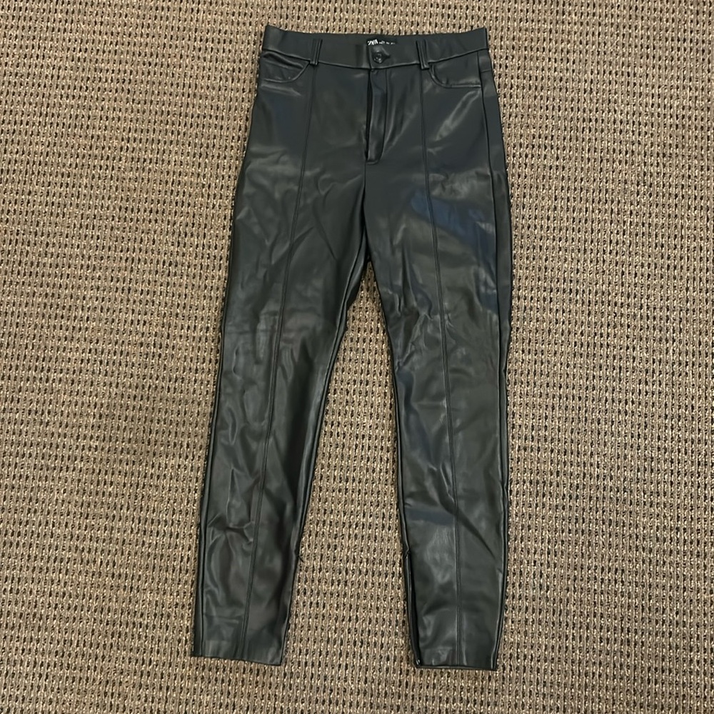 Large leather black Zara pants
